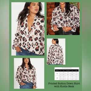 Printed Button Down Shirt with Kuttle Neck